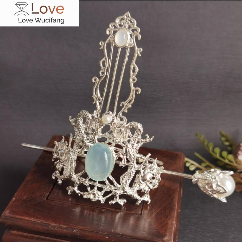 Enfeites de cabelo antigos Traje antigo Cocar Chinês Dragão Coroa de cabelo