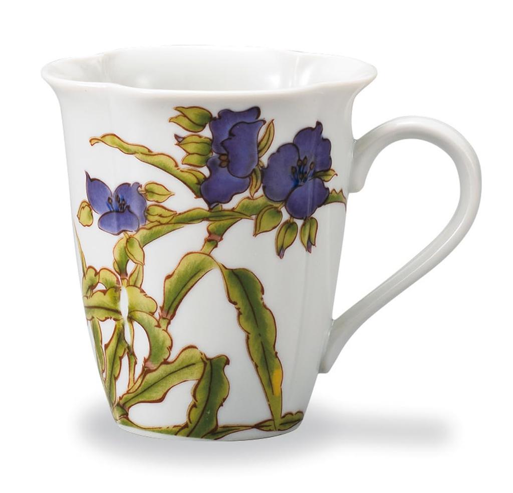 Kutani Yaki Iwataya Beautiful Four Mug Shirogusa "Japan's Seasons" (June) AP7-5161