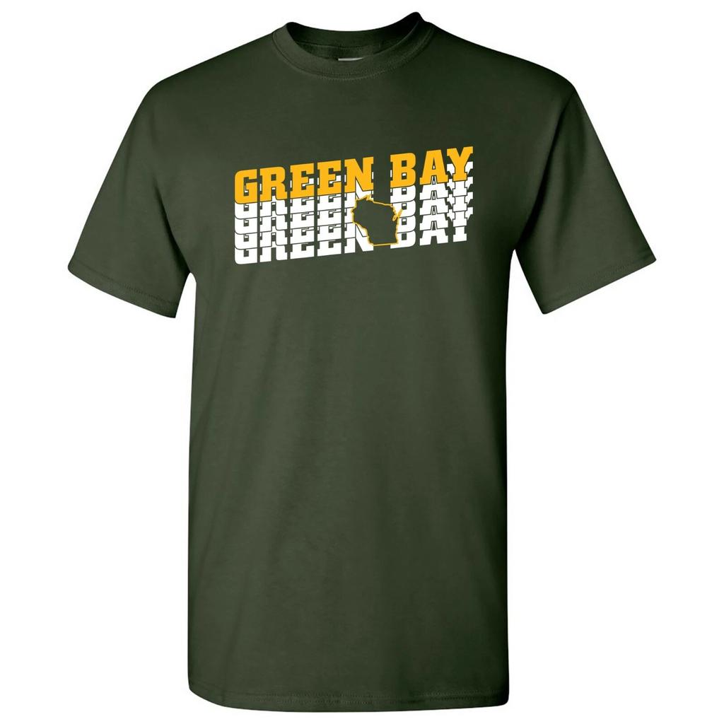 Green Bay Retro Repeat - Sportteam Stadtstolz Tailgating T-Shirt - Forest