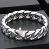 Vakuumplattiertes Curb Cuban Link Kettenglied Armband für Herren 15MM Rund Poliert Matt Titan Edelstahl Herren Armbänder Schmuck