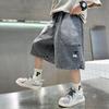 Tween Boy Casual Denim Shorts for Summer Kids Vintage Capris Denim Pants Teens Child Loose Style Knee Length Jeans 5-14Y