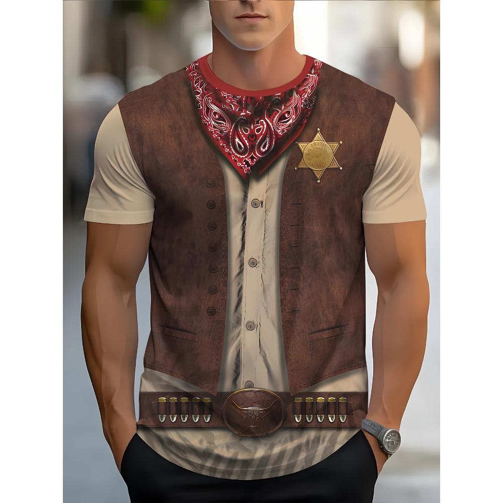 Round neck men's round neck T-shirt, men's role-playing party T-shirt