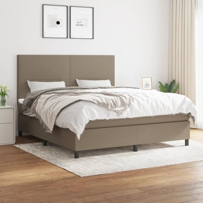 3141637 vidaXL Divan Bed with Mattress Taupe 180x200 Cm Fabric