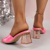 Kristallklare, transparente Hausschuhe Damenschuhe mit mittlerem Absatz, bequem, neue Sommerschuhe für Damen, modisch, coole Pantoletten