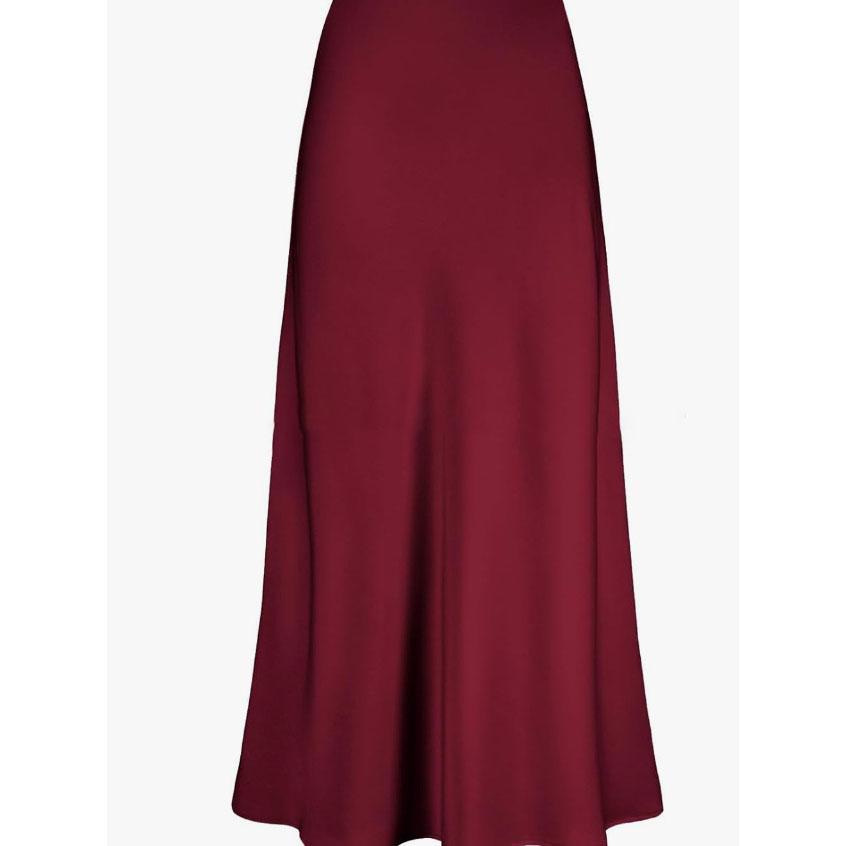 Long Black Satin Skirts For Women Spring Summer Straight Maxi Champagne Skirt Elegant Women Satin Silk Skirts Long Brown