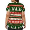 Women's V-Neck Short Sleeve Christmas Print Work Tunic Top with Pockets and Side Slits