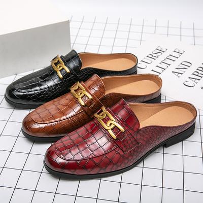 Fashion 100% Genuine Leather Black Men’s Half Shoes For Men Shoes Mules Casual Designer Shoes Fashion Loafers Luxury Black Slippers 2025