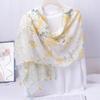 Ethnic Style Blue and White Porcelain Cotton and Linen Scarf, Women's Artistic Shawl, Travel Sunscreen Scarf, Office Shawl