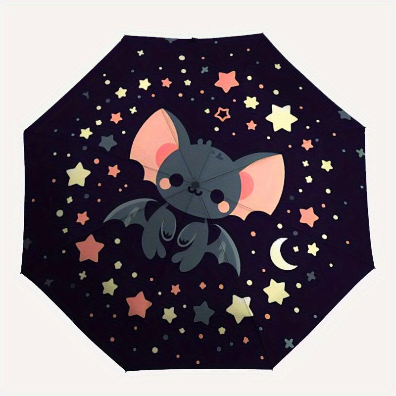 

1pc Bat Night Automatic Open/Close Umbrella with Windproof, Functional Design, 8-Rib Sturdy Canopy