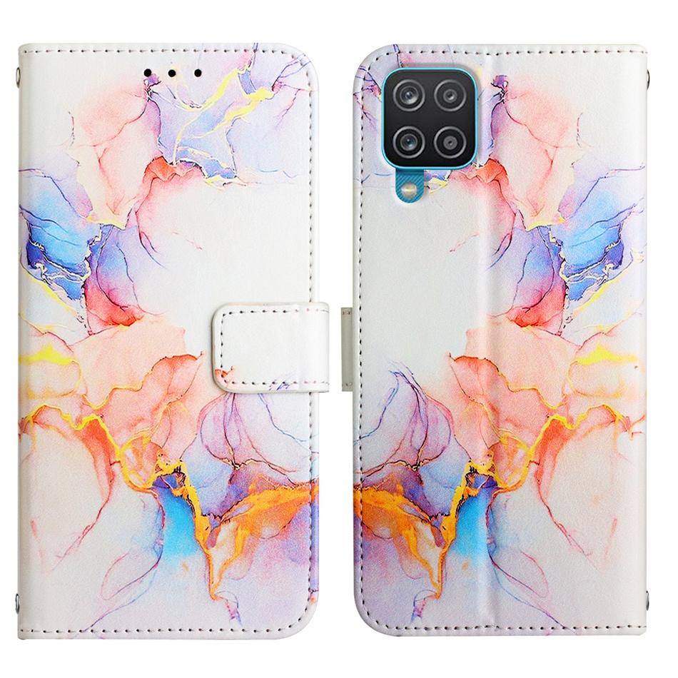 Flip Case For Fundas Samsung Galaxy A04E A12 A13 A14 A22 A24 A32 A33 A34 A52 A52S A53 A54 A73 5G Marble Color Wallet Cover D03G