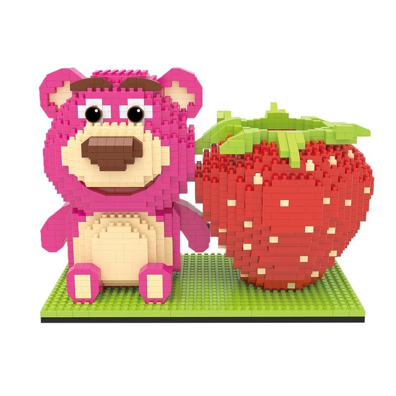 Strawberry Bear Building Block Pen Holder Abs Plastic Toy For 3c Configuration 14+