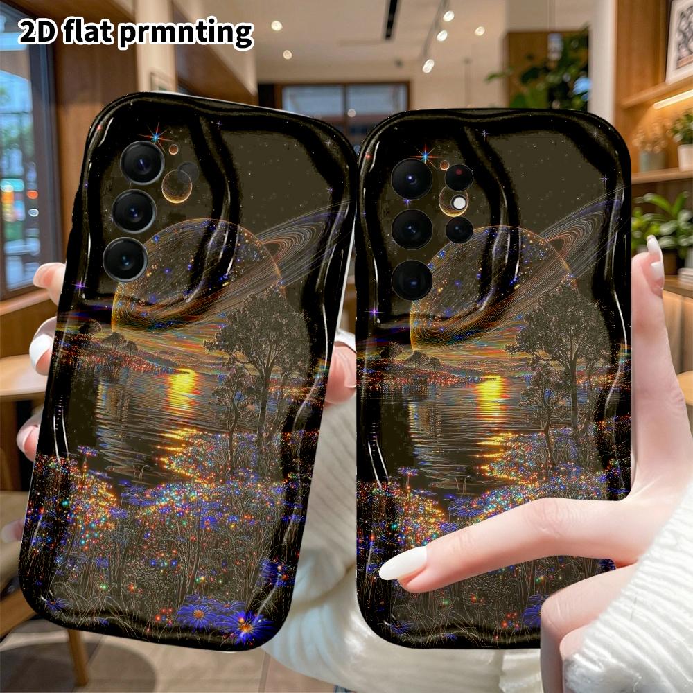 Phone Case: 2D Flat Samsung Galaxy A34 A35 M05 M06 S20 S22 S21 FE Plus 5G Protective Case, Universe Lakeside, Christmas and Halloween Gifts