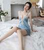 Deep Green [ROKAROKA] Women's Lingerie, V, Babydoll, Satin, Slip, Camisole, Slit, Lace, Nightwear, (Green, L)