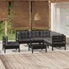 Day and Night - Day and Night Garden Furniture 6 Pieces with Black Pine Wood Cushions