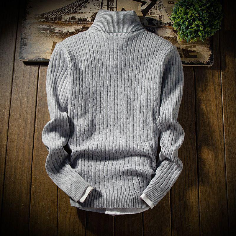 Men's White Turtleneck Sweater Pullover