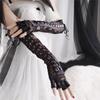 Long Fingerless Cute Gothic Lolita Floral Embroidery Party Halloween Cosplay Costume UV Protection Arm Covers [SEXYTINE] Lace-up Gloves, Gloves,