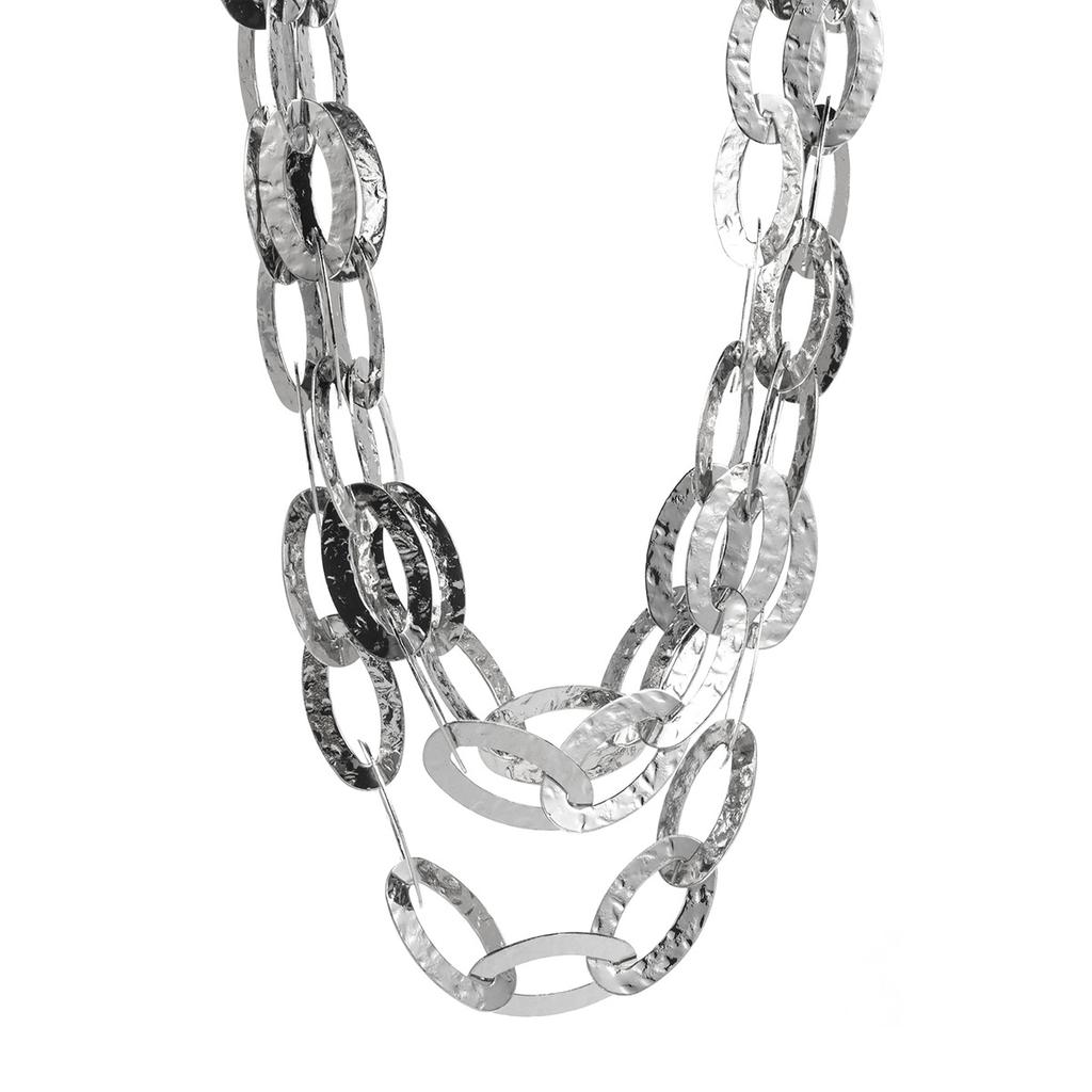 Personalized Multi-layer Oval Ring Buckle Chain Necklace, Fashionable Temperament Metal Feeling Stacked Collarbone Chain