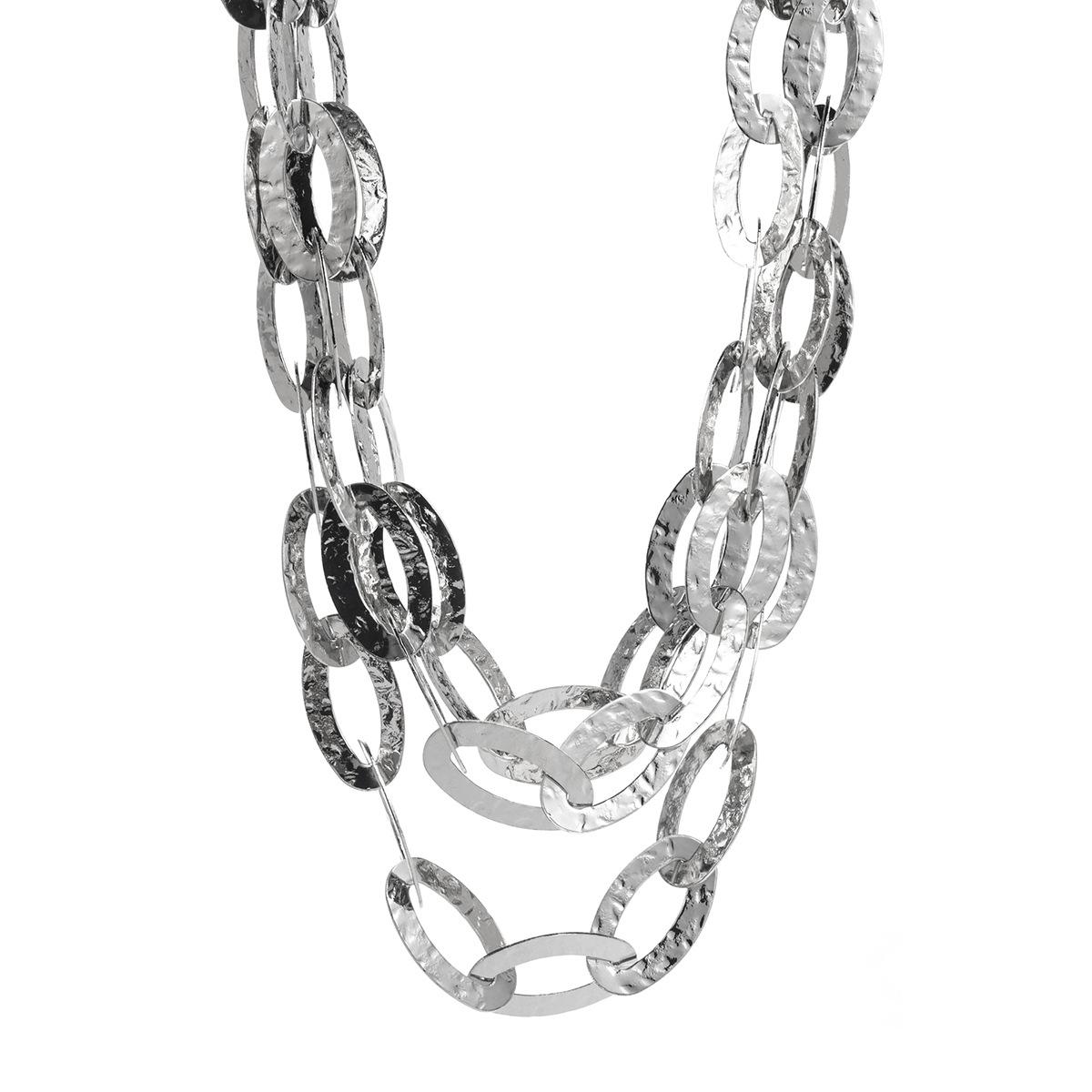 

Personalized multi-layer oval ring buckle chain necklace, fashionable temperament metal feeling stacked collarbone chain