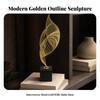 Geometric Leaf Sculpture with Square Base Sturdy for Shelf Display, Office