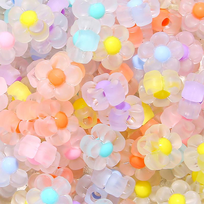50pcs Sunflower Acrylic Beads Matte Mixed Color Star Spacer Loose Beads DIY Bracelets Necklace Jewelry Accessories