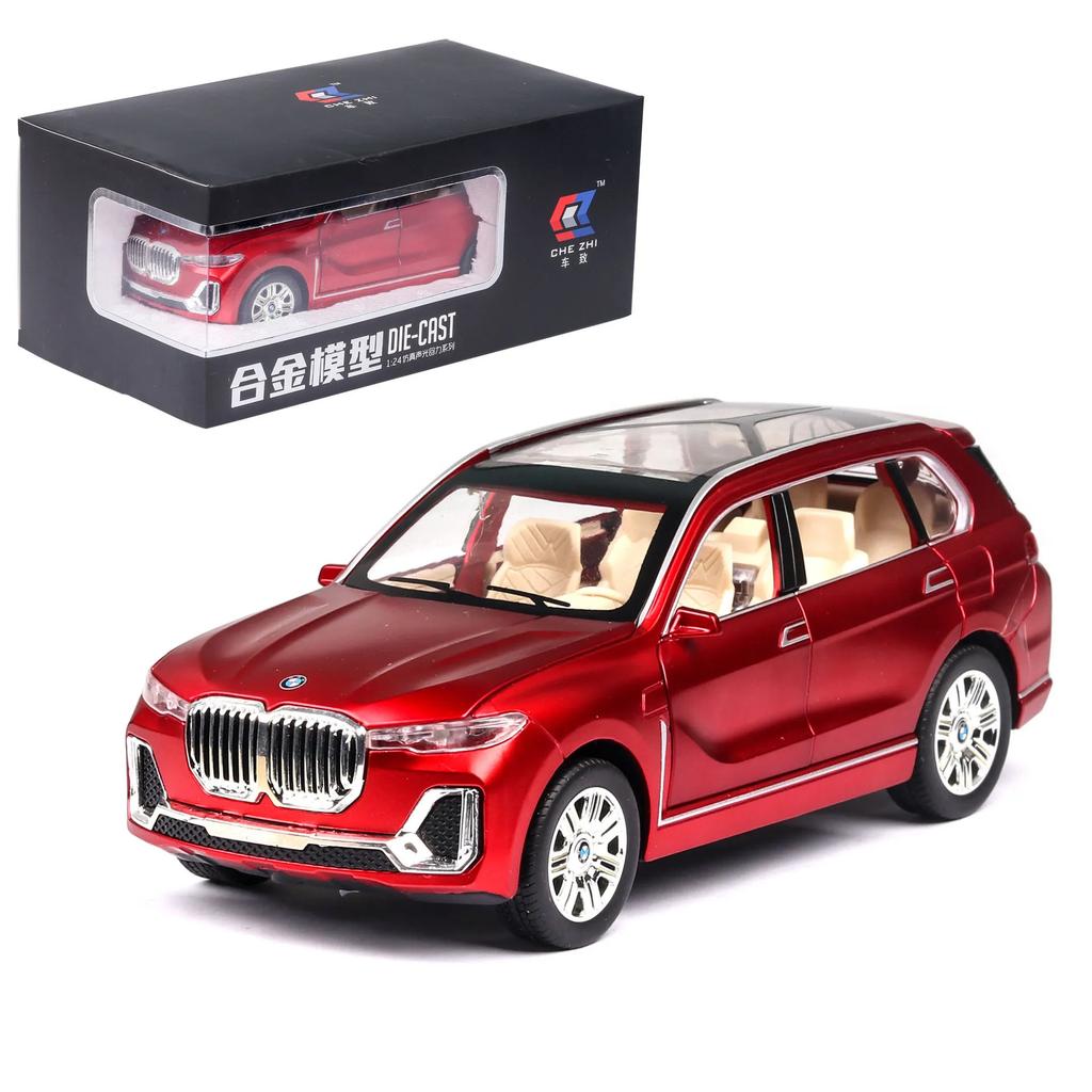 1:24 BMW X7 SUV Diecast Metal Alloy Model car Sound Light Pull Back Collection Kids Toy Gifts
