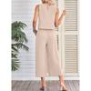 Women Summer Casual Sleeveless Vest Wide Leg Cropped Pants Two Piece Set