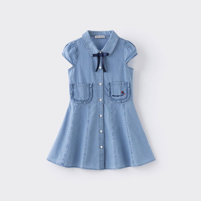 David Bella Girls  Denim Skirt Kidsren s Dress 2026 Summer New Style Big Kidsren s Pure Cotton Skirt Female Princess Skirt Denim Blue [Ready in Stock] 110