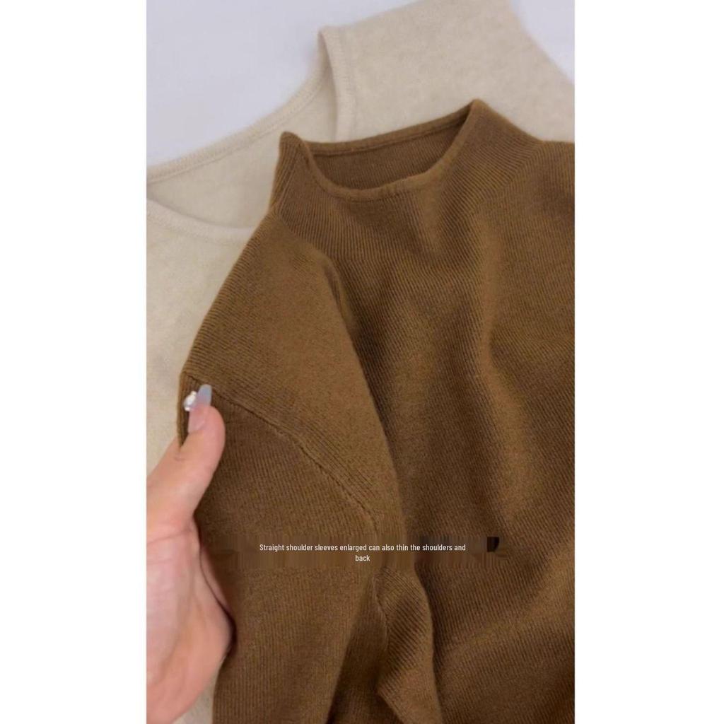 2025 Women's Korean-Style Half High Collar Sweater: Autumn/Winter Thickened Versatile Base Shirt