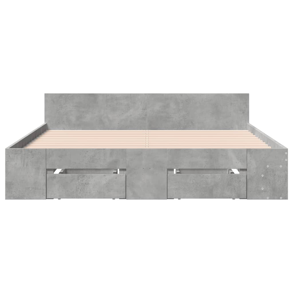 Bed Frame with Drawers Concrete Grey 150x200 cm Engineered Wood