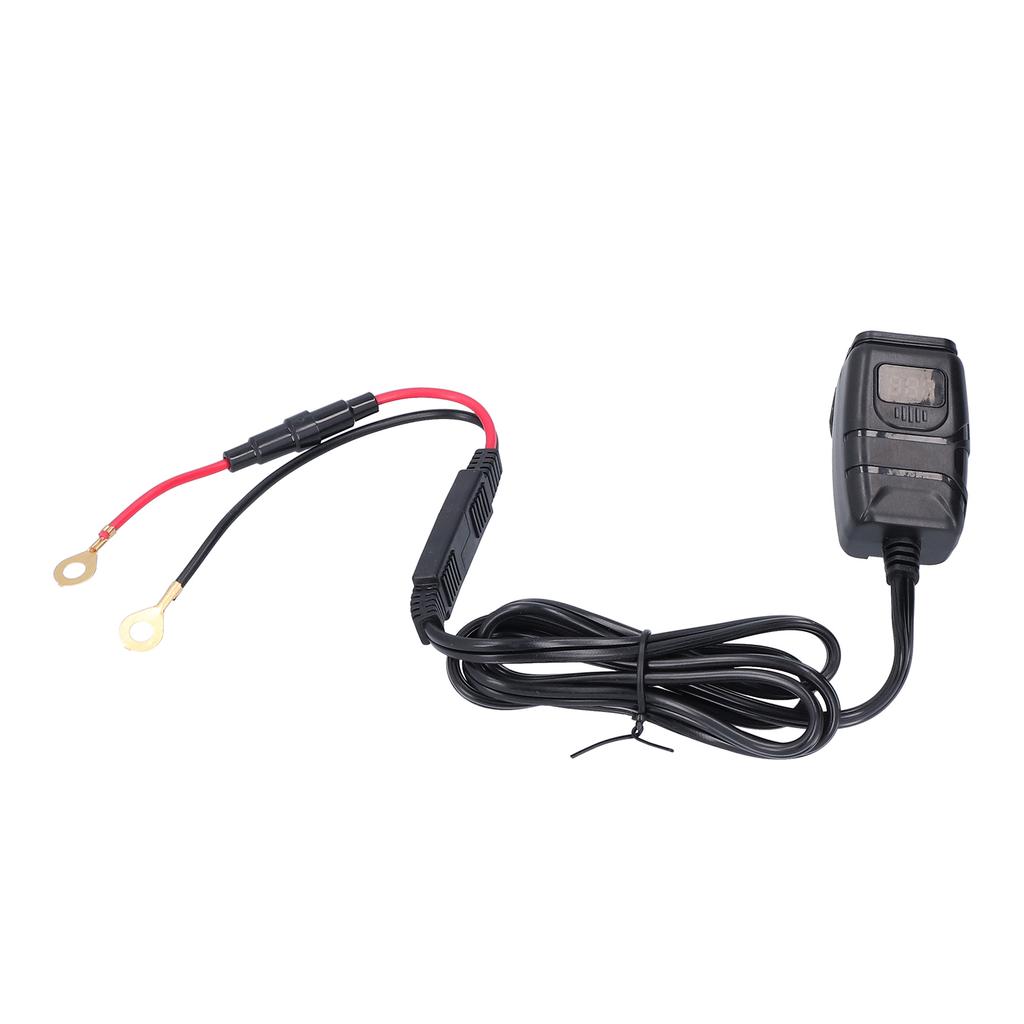 Motorcycle Charger QC3.0 Dual USB Waterproof Power Supply Adapter with Voltmeter On Off Switch