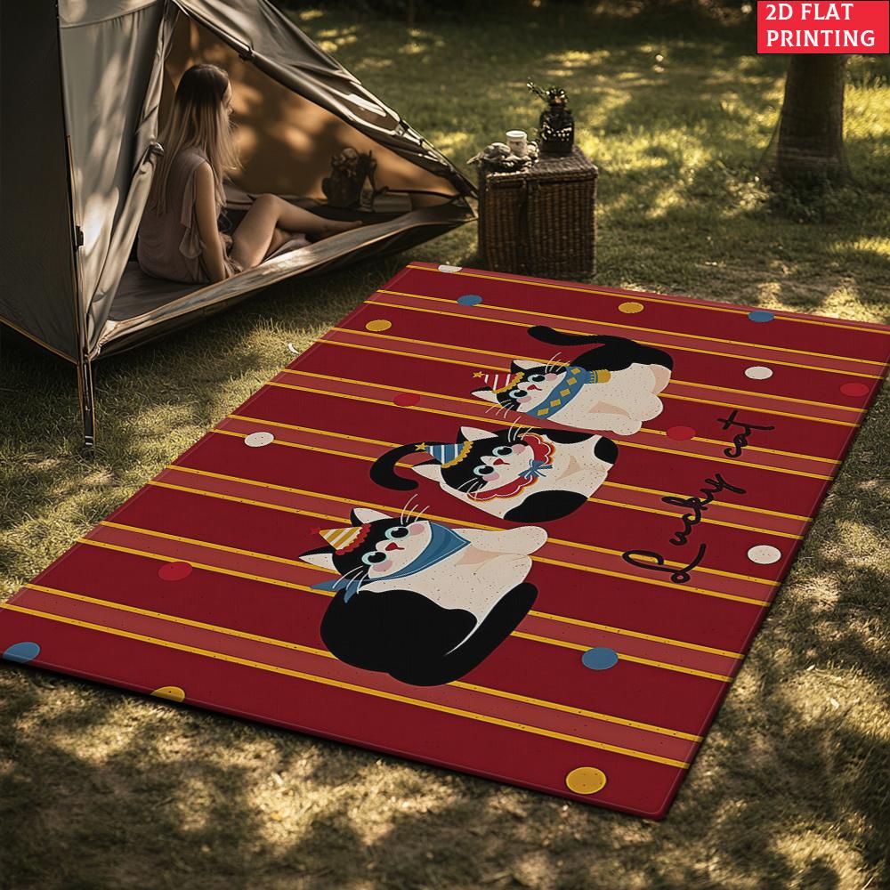 Red Striped Cartoon Cat Large Room Carpet Non Slip Cartoon Kids Bedroom Living Room Floor Mat Home Decor Children's Play Carpet