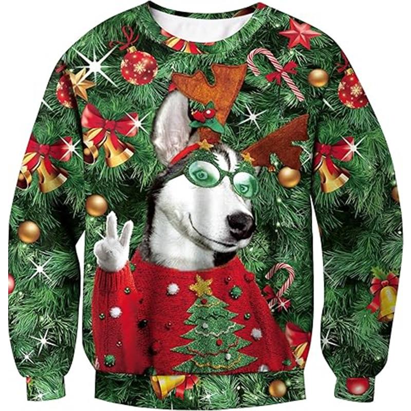 Funny Animal Alpaca Graphic Ugly Christmas Sweater Fashion Pet Cat Dog Sweatshirts For Women Clothes Xmas O Neck Pullovers Tops