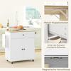 Rolling Kitchen Island with Drop Leaf, Kitchen Storage Cart with Drawer, Spice Rack and Towel Rack, White