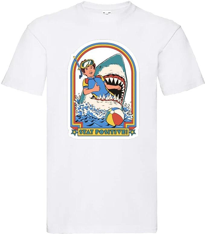 Jaws stay positive funny cartoon t shirt S