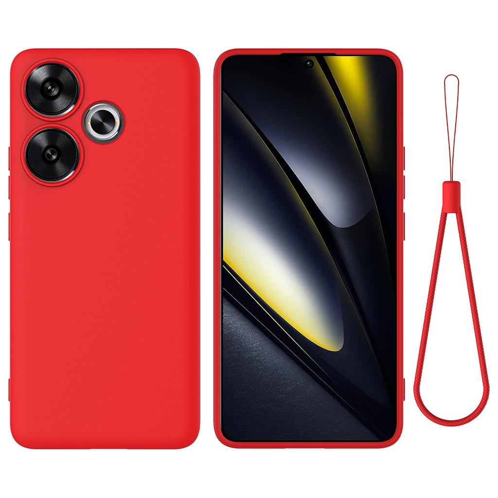 For Xiaomi Poco F6 5G/Redmi Turbo 3 5G Case Liquid Silicone Anti-Drop Phone Cover with Hand Strap