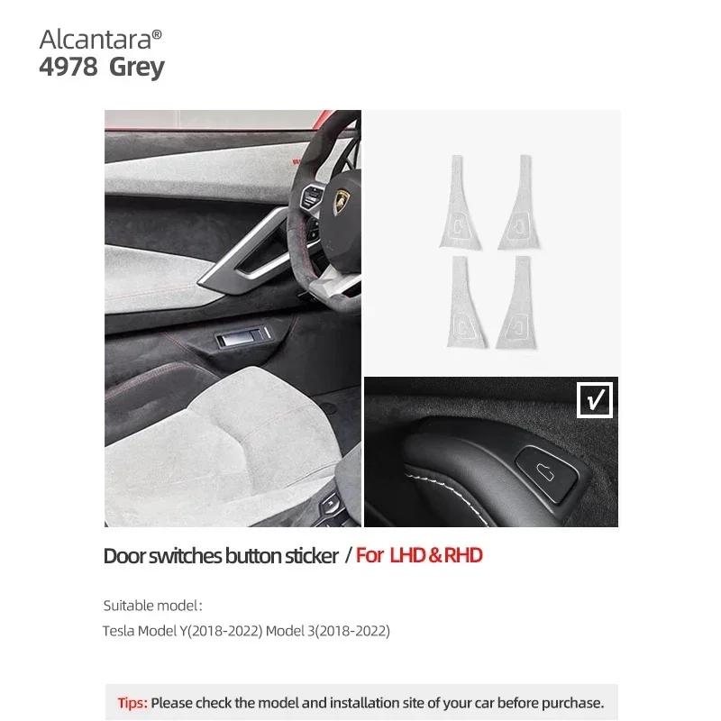 Betterhumz for Tesla Model 3 Model Y Door Lock Button Trim Sticker Car Window Control Panel Sticker Decals Interior Accessories