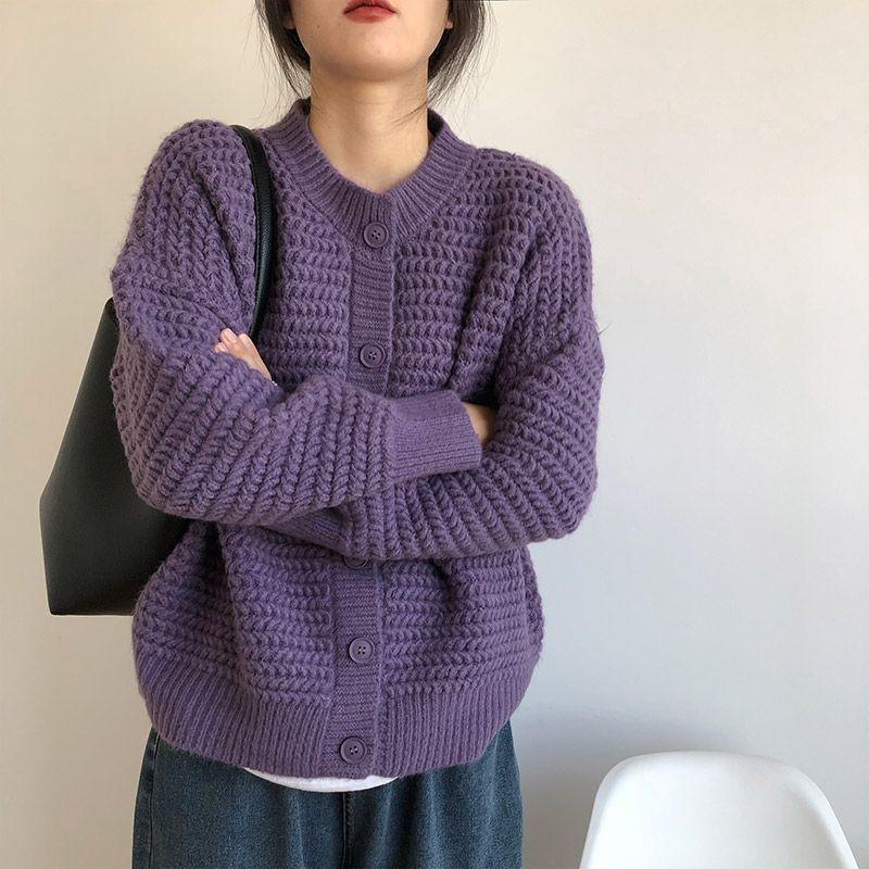 Red Sweater Women's Loose and Lazy Style Early Autumn Korean Knitted Cardigan Spring and Autumn Women's Top