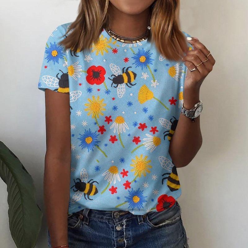 Women's 3D T-Shirt Butterfly Graphic Print Summer Short Sleeve Casual Tops Street Fashion O Neck T-Shirt Oversized Female Clothing