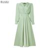 ZANZEA Women Elegant Casual V-Neck Long Sleeve Dress