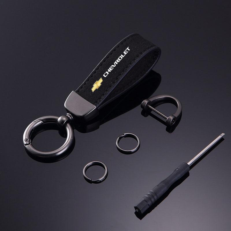 

Anti-lost Metal Keychain Buckle Suede Leather Car Styling keychain For Chevrolet Colorado Cruze Spark Captiva Malibu Trax