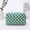 Checkerboard Colorblock Lightweight Crossbody Makeup Bag - Large Capacity Trendy Plaid Cosmetic Storage