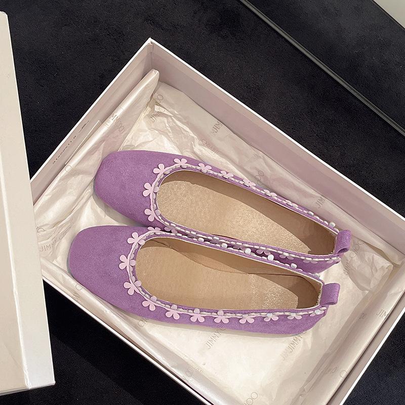 Summer new small single shoes for women with one foot and shallow mouth grandma shoes are good for women with inner high lace flats
