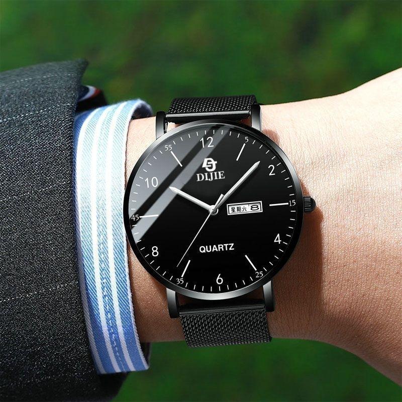 Ultra-Thin Calendar Luminous Men'S Quartz Watch Middle And High School Students Trend Waterproof Watch Men'S Watch Male High School Student Tide