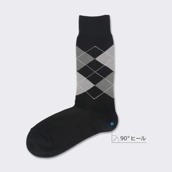 Naigai Style STANDARD Made Japan 90 Crew Length Casual Socks Men Heel Intarsia Argyle Gift