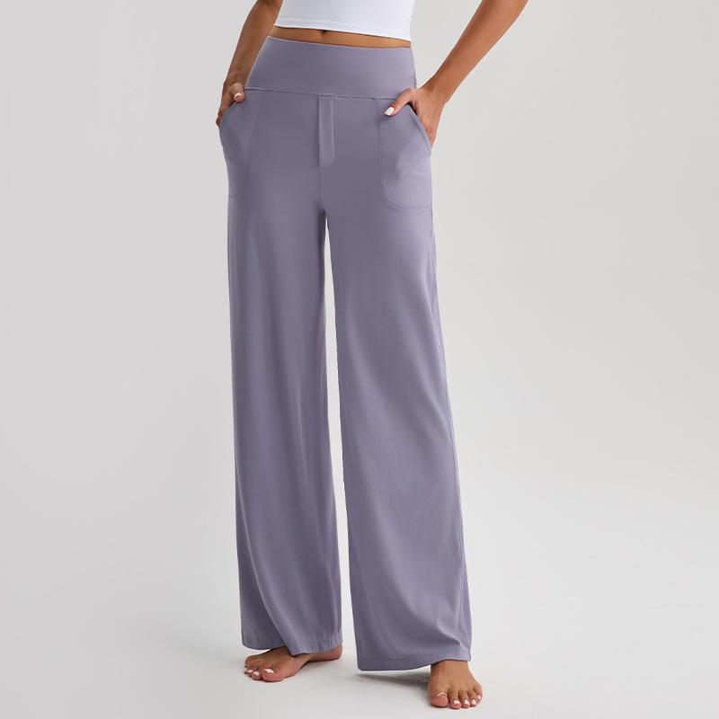 High-Waisted Slimming Yoga Pants: Bare Feel, Wide-Leg, Cropped & Long Options for Autumn/Winter Comfort. 4