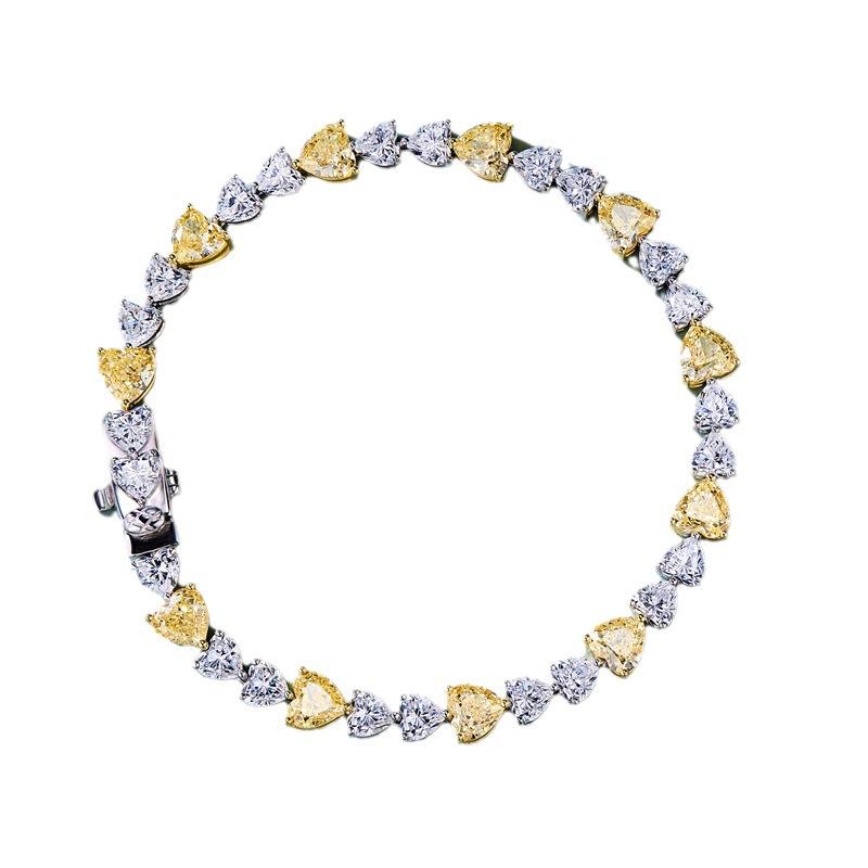 

Браслет из стерлингового серебра S, Любовь 50 пунктов Желтый бриллиант Интерколор Форма любви Цветной бриллиантовый браслет Женский режущий темпераментный браслет 925 Silver
