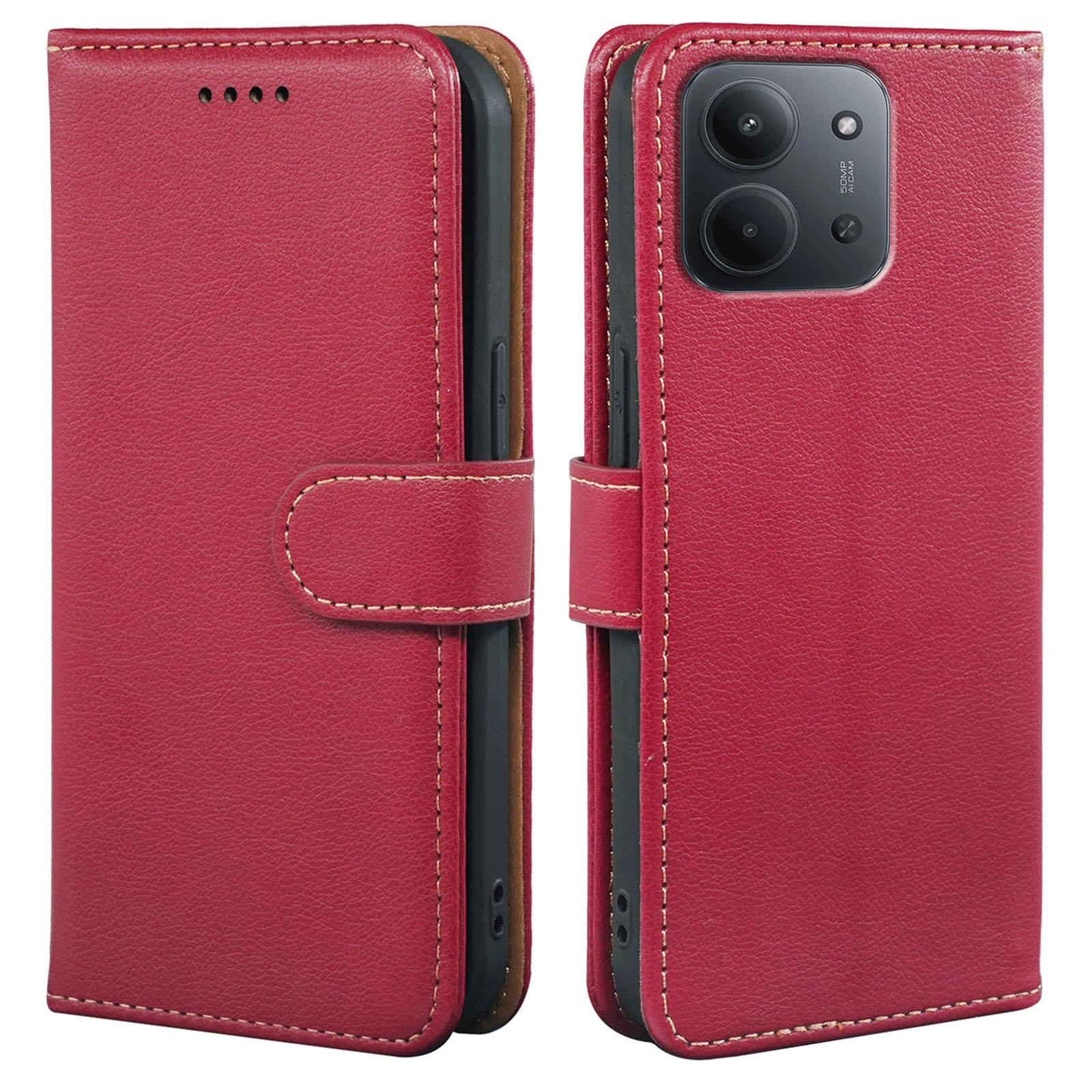 

Для Xiaomi Redmi 15C 5G (Європа) (173 мм)/15C 4G (Європа) (173 мм) Чохол Гаманець з RFID-захистом Шкіряний чохол для телефону з текстурою лічі Магнітна застібка Red