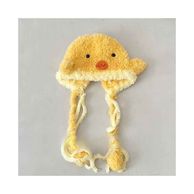 

Children s Cute Chick Plush Pullover Hat Winter Male and Female Baby Outdoor Cold Proof and Warm Strap Ear Protection Hat Parent Child 49-53CM