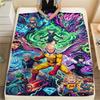 Decorative One-Punch Man Flannel Blanket Print Warm Comfortable Throw for Sofa Bed Chair Travel Picnic Use Cool Art-Xin