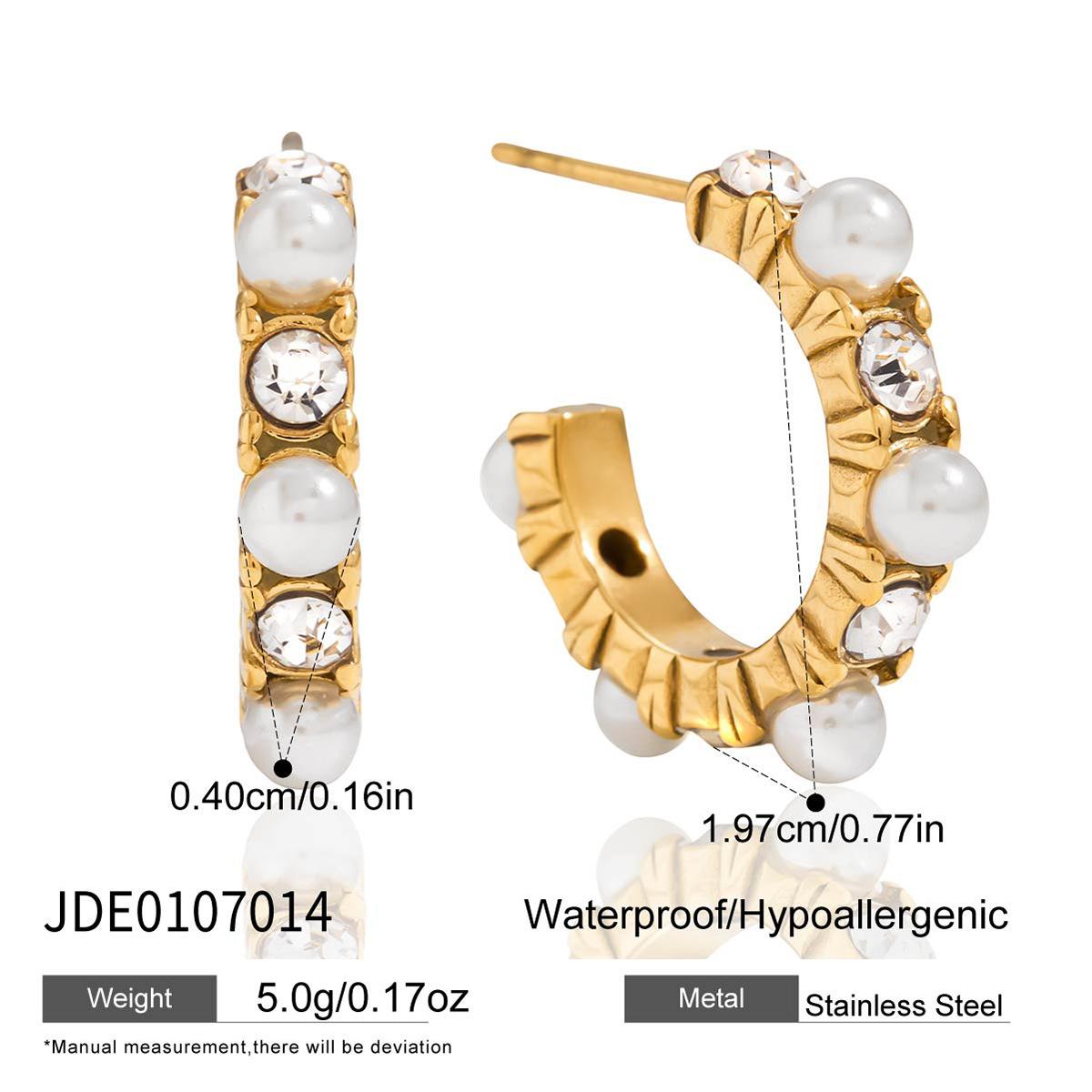 European and American titanium steel imitation pearl earrings, earrings, zircon earrings, stainless steel